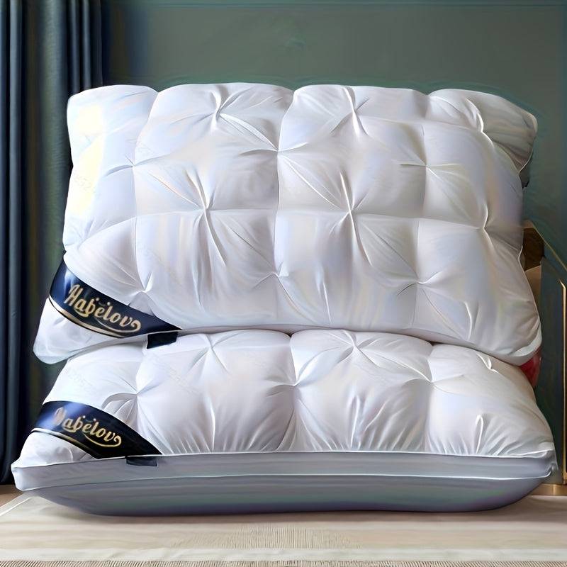 1/2 Luxury Hotel Quality Pillow - Deep Sleep Neck Support, All-Season High Pillow - 2pcs White
