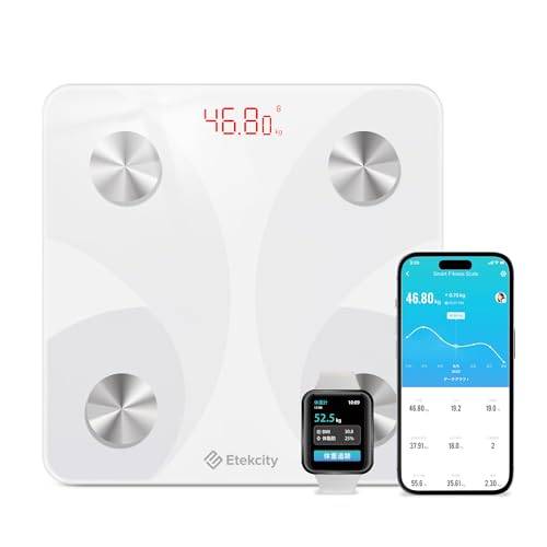 Etekcity FIT8S (White) Smartphone-Connected Body Composition Scale with 13 Measurements, 2-Year Warranty, Fitbit Compatible, Smart, High Accuracy, Lig