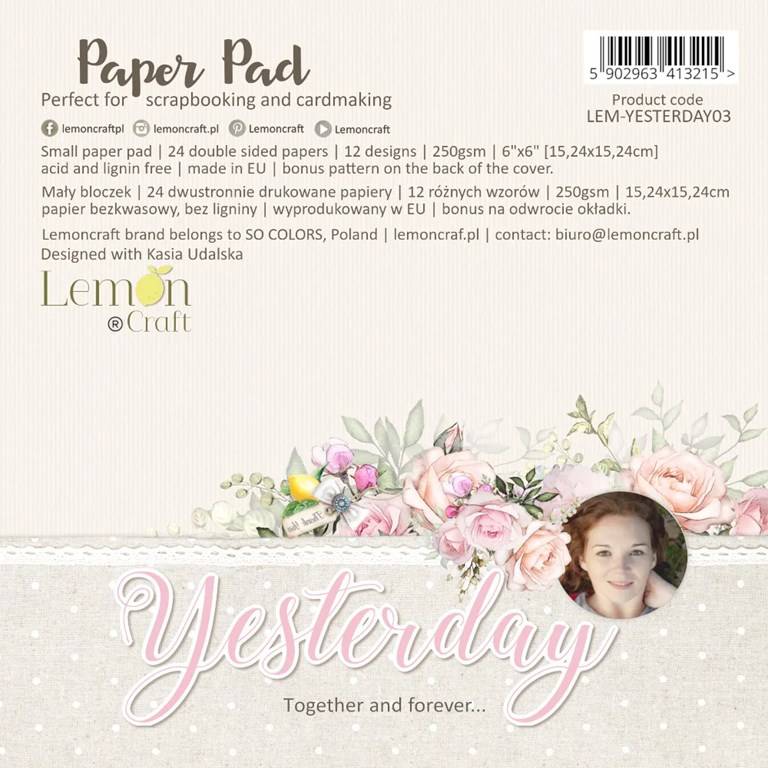 Scrapbookingpapper - 15x15cm - Yesterday - 36st ark