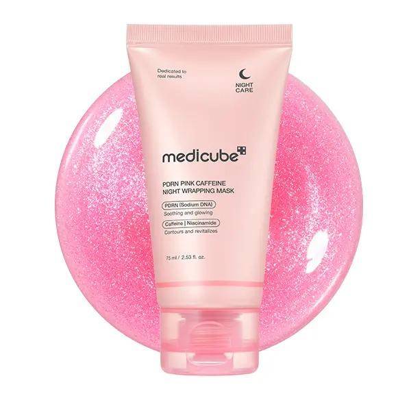 [medicube] PDRN Pink Caffeine Overnight Wrapping Mask : SLEEP, SHED, AND GLOW! 1pcs rosa