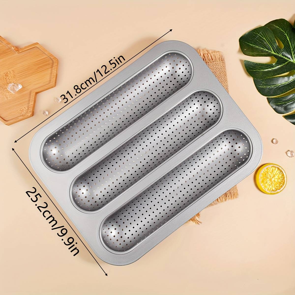 -slot Baguette Cake Hot Dog Mold, Wavy Baguette Pan For Home Use, , Easy To Clean, Air Hole Design, Durable And Long-lasting, To Prevent Cuts, Suitable For , Bread, Pastries, And Cakes