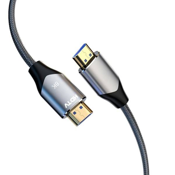HDTV 2.1 HDMI-kabel 8K@60Hz 4K@120Hz 48Gbps flätad nylon silver med eARC, VRR, ALLM, QMS, QFT, 1.5/3/5/10m kompatibelt med PS5 och PC 10 m