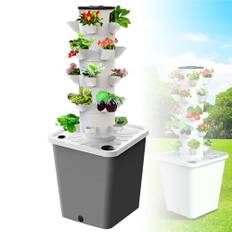 3/4/5/6 Våningar - Hydroponics Tower Garden Hydroponic Odlingssystem, Plant Hydroponics Tower - W/Hydrating, Timer För örter, Frukter, Grönsaker,Black-25Hole