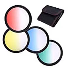Kamera graderade färgfilter 58 mm röd gul blå grön graderade filter set för Panasonic G7 GX8 GX9 med Panasonic Lumix G Vario 14-140 mm f/3,5-5,6 ASPH. POWER O.I.S. objektiv
