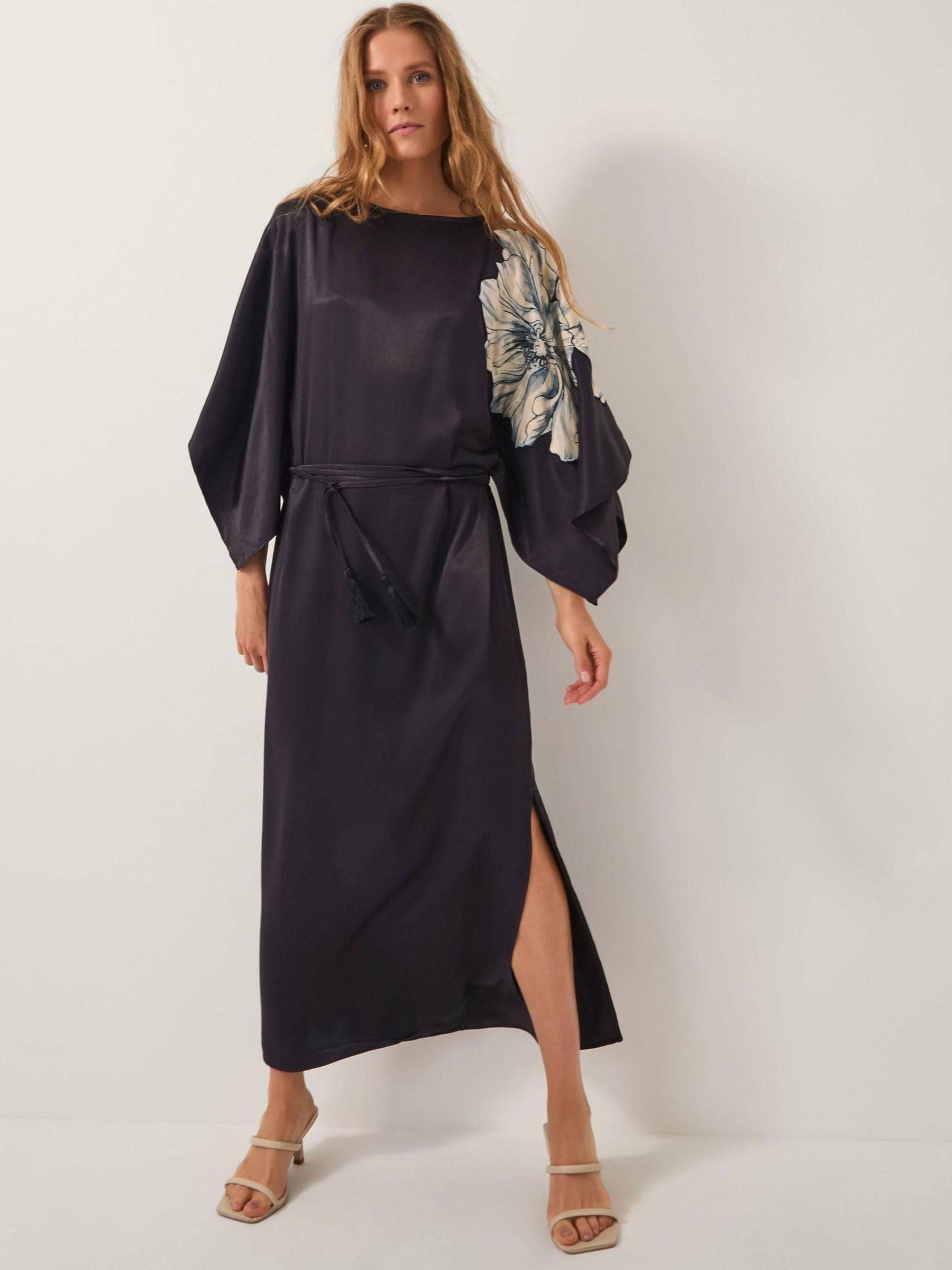 Monsoon Monsoon Black Emilia Floral Satin Kimono Dress