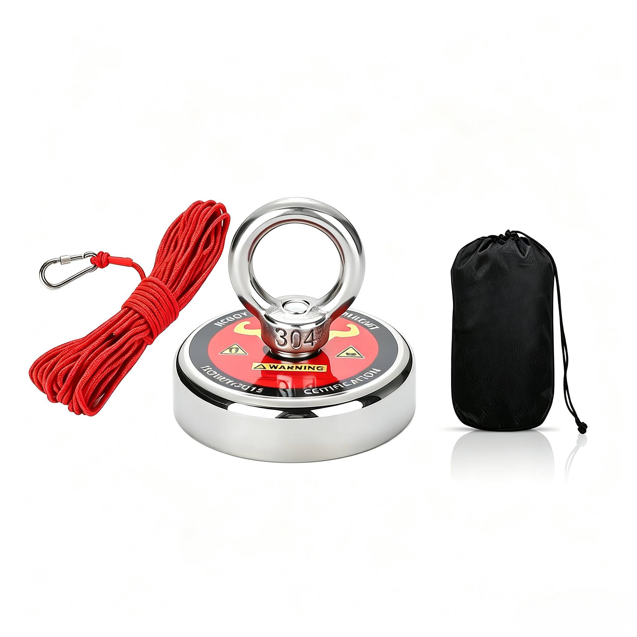 Magnet Fishing Kit-attached With A Black Storage Bag, 1.73''heavy Duty Neodymium J44 Magnet With 10m(32.8 Foot) Durable Rope, 135lbs Pulling Force Permanent Magnets For Lifting Objects Hunting Lost