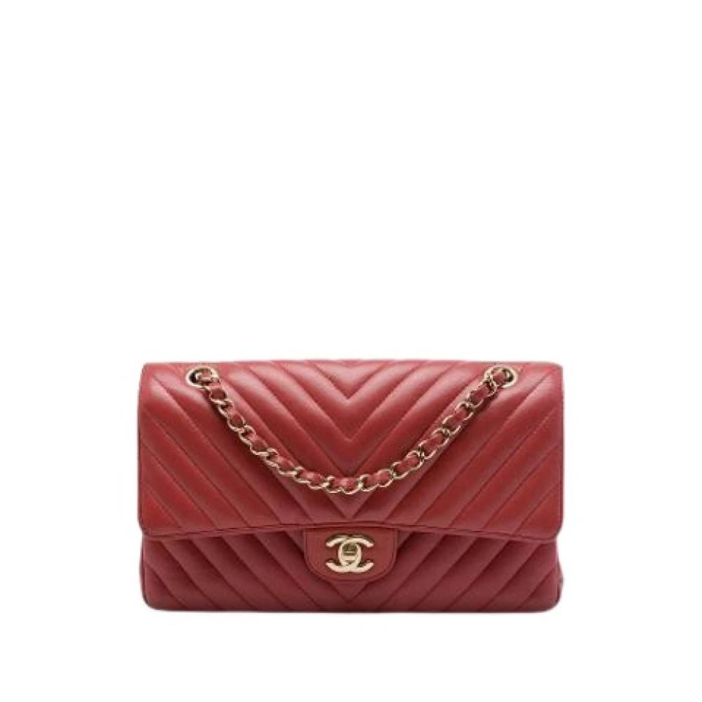 Chanel Vintage Pre-owned Classic Flap Skuldertaske - Vintage - Dame - Rød - ONE SIZE - Uld