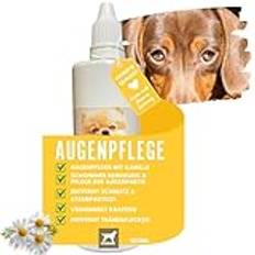 EMMA ögondroppar hund • Ögonvård för hundar ögonrengöring • Tårfläcksborttagare hunddamm smuts • Rengöring av tårfläckar, skonsamma milda hundar ögonrengöring och hundvård + kamomill 100 ml