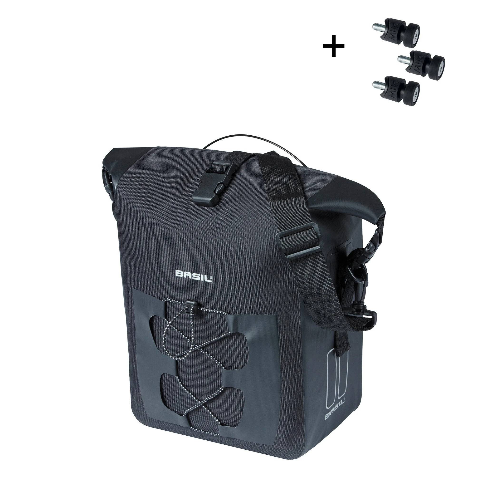 Cykeltaske Basil Navigator Vandtæt M MIK Studs 14 liter - 14 x 24 x 34 cm - sort