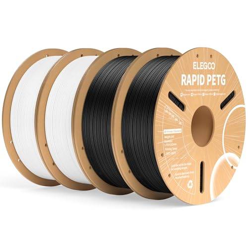 ELEGOO Rapid PETG 3D-skrivartråd 1,75 mm svart/vit 4-pack paket