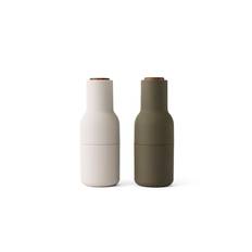 Audo Copenhagen Bottle Grinder Kværne 2 stk. Hunting Green/Beige m. Låg i Valnød