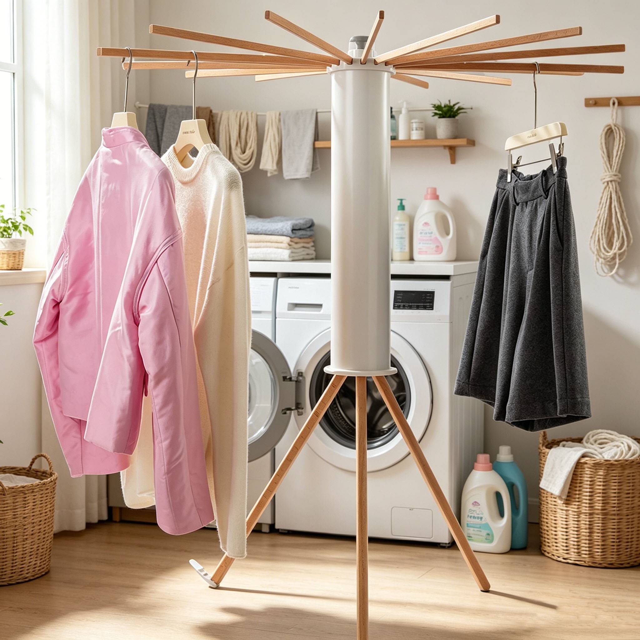 Octopus Drying Rack Balcony Household Folding Floor Pole Indoor Portable Clothes Hanging Rack Foldable with 16 Reinforced Clothes Poles