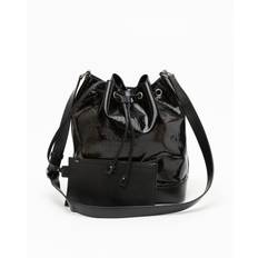Saint Laurent Le Monogramme Logo Patent Bucket Bag - Black (28x25x17 cm)