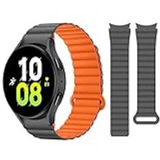 HITZEE Kompatibel med Samsung Galaxy Watch 7/FE/6 rem 40 mm 44 mm/Watch 6 Classic 43 mm 47 mm/Watch 5/Watch 4, 20 mm silikon magnetiskt sportband för Galaxy Watch 4 Classic/Watch 5 Pro, grå orange