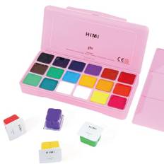 HIMI Gouache Färgkit 18 Färger Icke-Giftiga Färger Gelékopp Design med Palett Bärbar för Professionella Konstnärer Barn, Rikt Pigment, 30 ml/Kopp