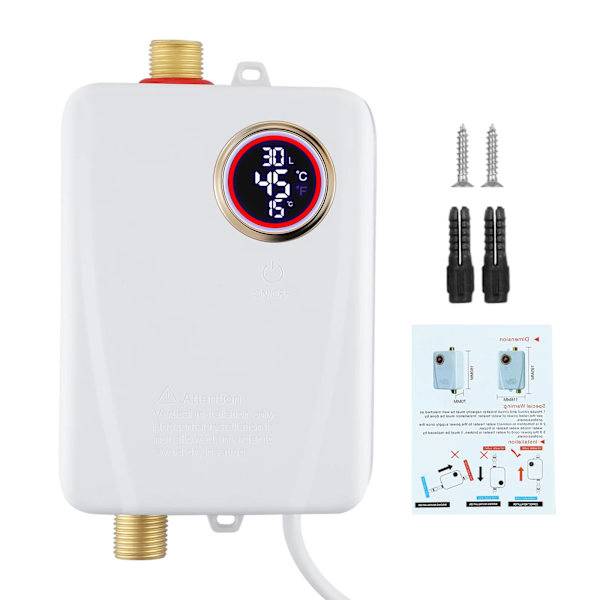 Vandvarmer - Gennemstrømsvandvarmer Under Vask - 3500 W - LCD-display - Hurtig Opvarmning - Til Håndvask - Hvid