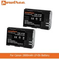 Powtree 2800 mah 7.2v lp -e6 lpe 6 lp e6 kamerabatteri för canon 5d mark ii iii 7d 60d eos 80d 70d 6d för canon tillbehör l50 - 1 st batteri