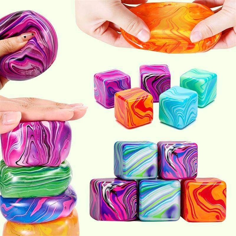 Schylling Needoh Nice Cube Maltos Riolitvirvel Solid Blandade Färger Giftfri Klämavlastning ADHD Tryck Ångest Leksak Gåva