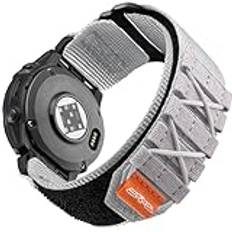 Tuff rem kompatibel med Garmin Fenix 6/5/7, Forerunner 965/955/945/745/Approach S62/S60/Epix 2, 22 mm Quick Fit nylonband för Fenix 5 Plus/Fenix 6 Pro/7 Pro/Instinct 2 Solar (vitgrå, M)