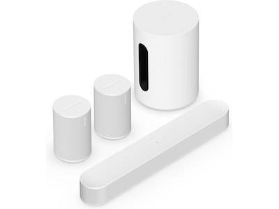 Sonos Beam (Gen2) Soundbar (vit) + 2x Era 100 och 1x Sub Mini