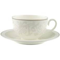 Villeroy & Boch Gray Pearl Morgenmadskop Med Underkop - Kaffekopper Benporcelæn Grå - 25005 + 25008