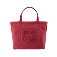 Maison Kitsuné, Tasker , Dame, Rød, ONE SIZE, Bomuld, Fox Head Stor Shopper Taske