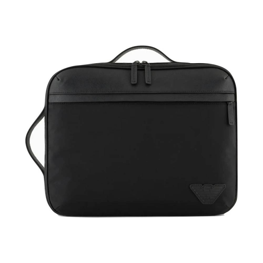 Armani Aktetaske Rygsæk med Læderindsatser - Tasker - unisex - Sort - ONE SIZE - Læder