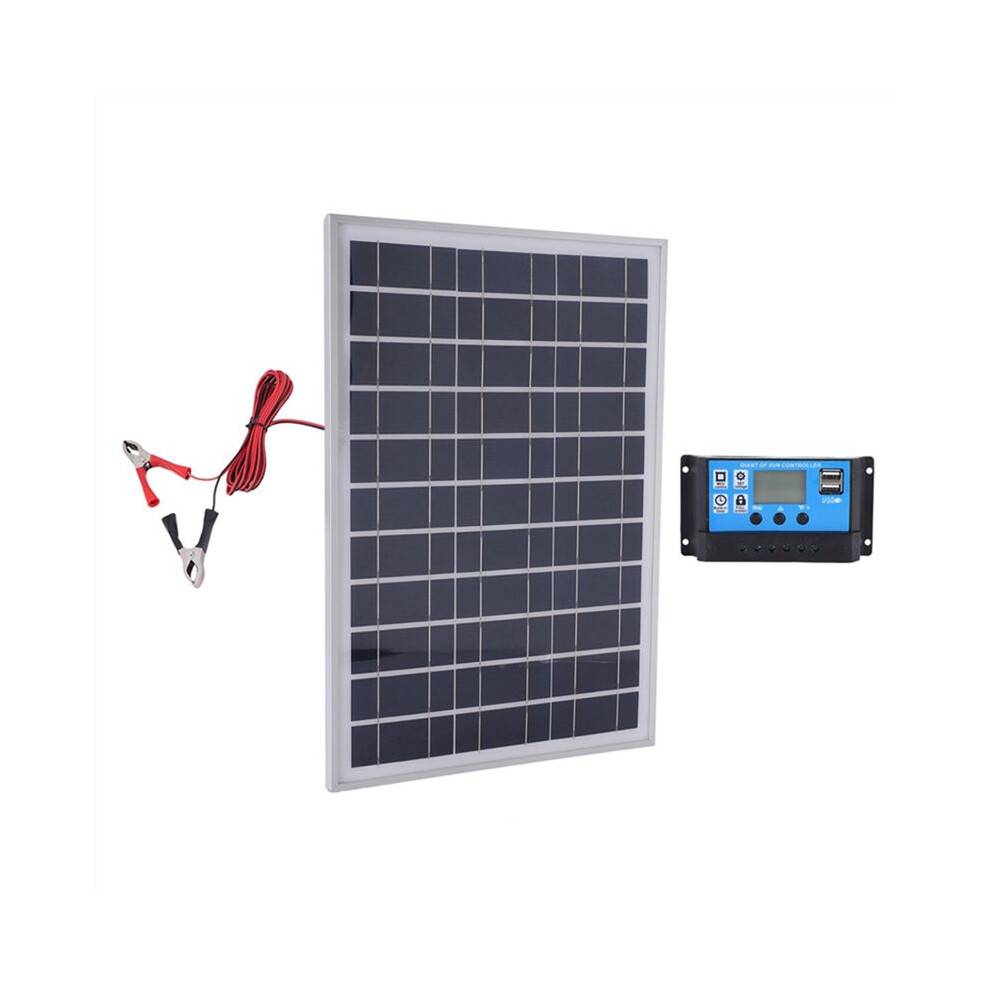 25W 12V Solar Panel Battery Charger Board+40A Controller for RV Car Boat Home Camping Emergency Charging Board
