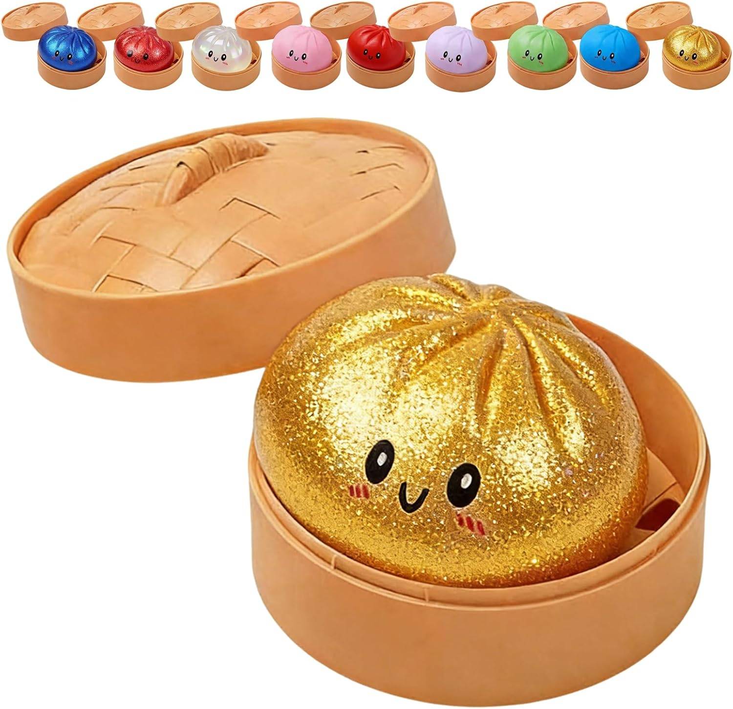 Glitter Dumpling Glitter Dumpling Squishy Med Låda Dumplings Sensorisk Klämleksak För Stresslindring röd