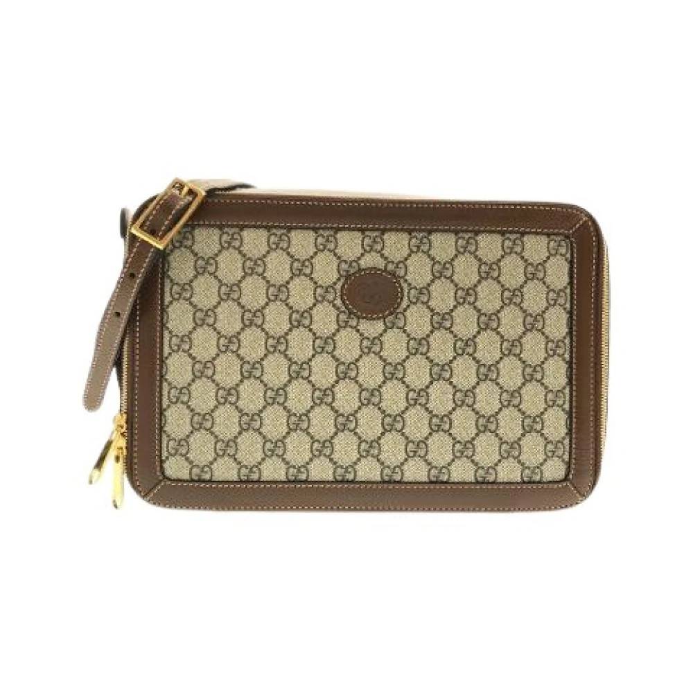 Gucci Vintage Pre-owned GG Supreme Canvas Skuldertaske - Vintage - Dame - Beige - ONE SIZE - Uld