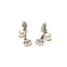 CHANEL Coco Mark Rhinestone and Pearl Earrings - Silver (4 cm x 0,5 cm)