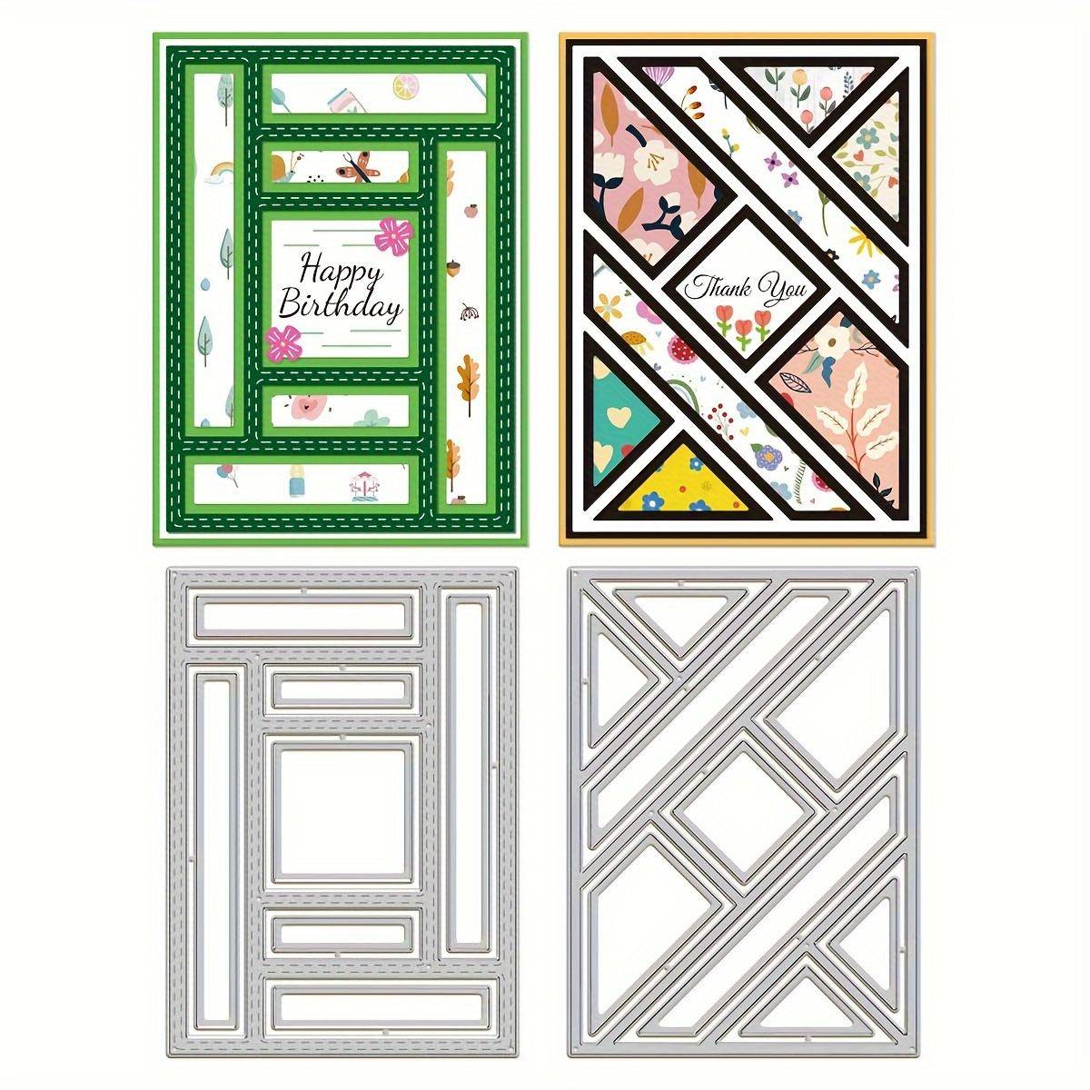 2 st Patchwork Rektangel Bakgrund Hälsningskort Tillverkning Stämpel Formset - DIY Metallskärning och Prägling Verktyg för Scrapbok Papper Hantverk 2Pcs