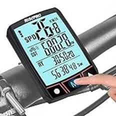 Trådlös cykeldator, cykelhastighetsmätare och vägmätare RISEPRO Trådlös vattentät pekskärm cykeldator med bakgrundsbelyst LCD-skärm och multifunktionell