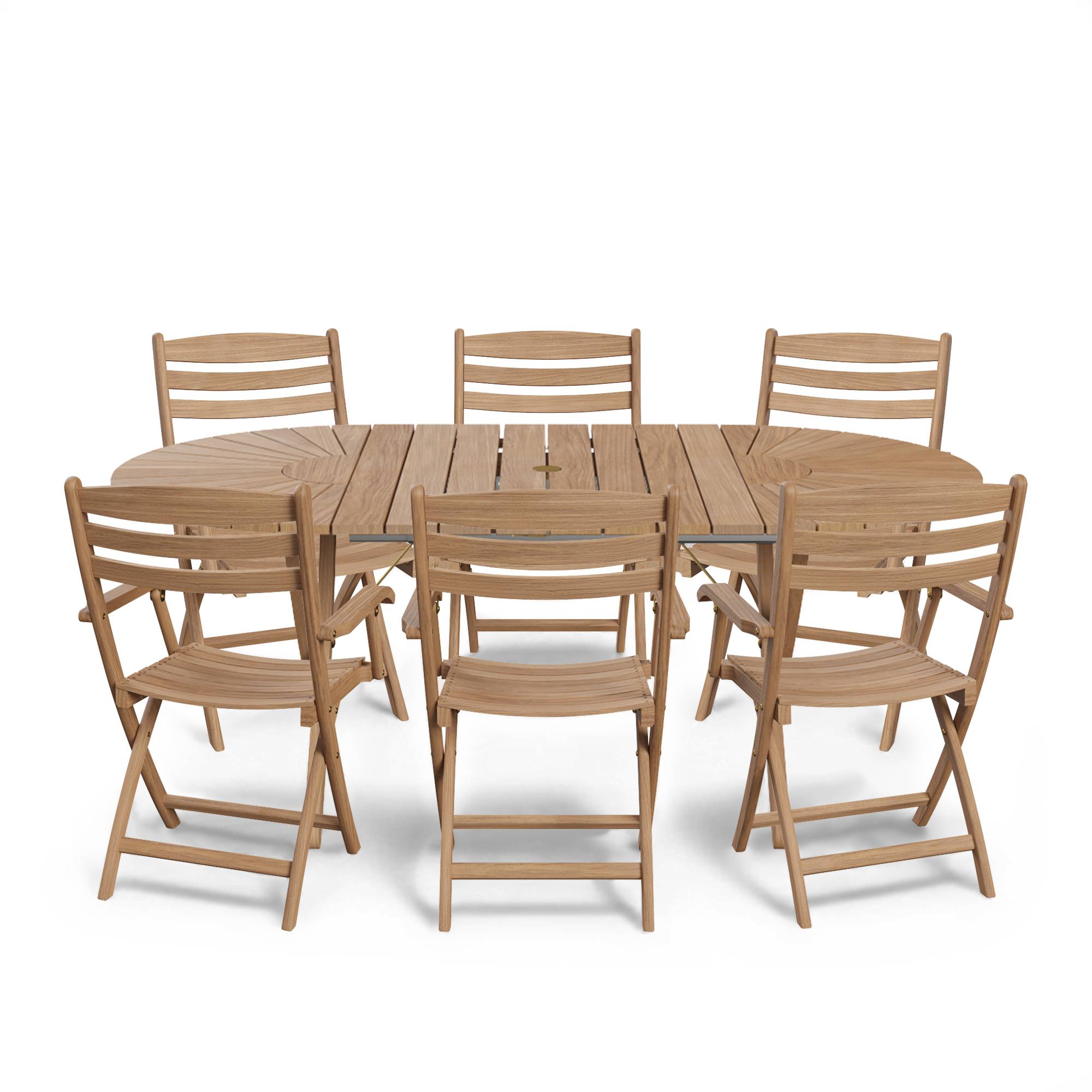 Fritz Hansen - Selandia matgrupp ovalt matbord & 6 karmstolar - Matgrupper utomhus - Skagerak Design Team - Trä