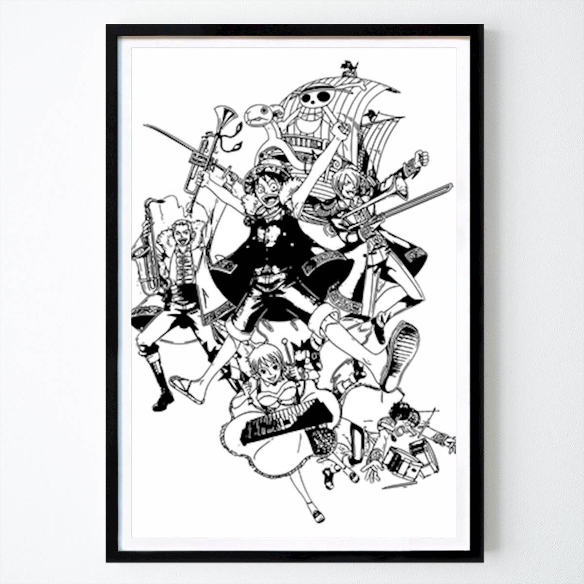 One Piece manga konst - Poster av Chika 5 - Svartvit