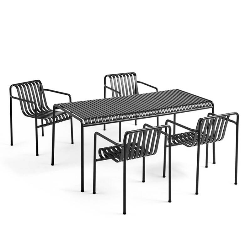 HAY Palissade Sæt Table L170 x 4 Dining Armchair - Antracite