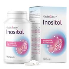 effective nature Inositol Kapseln - 120 Stück - Mit Myo-Inositol und D-Chiro-Inositol - Liefert Vitamin B6 und Folsäure Vegan und ohne Zusatzstoffe