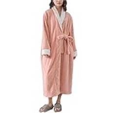 Generic Damkläder Fleece Soft Robe Spa-rockar för kvinnor badrockar sömnkläder,Leather pink,One Size