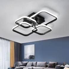 60W LED-taklampa, 4 fyrkantiga LED-taklampor 6000K, LED-taklampa för vardagsrum, modern rektangel taklampa för vardagsrum, sovrum, hall (svart)