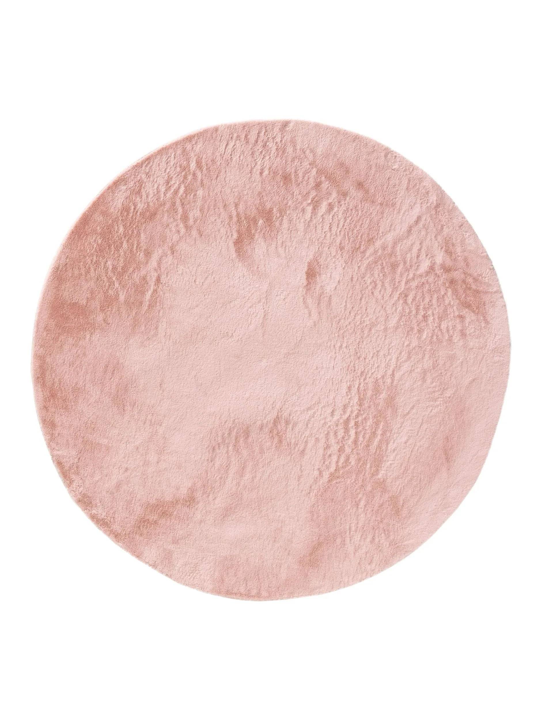 COZY Rosa Pels Tæppe - Rund / ø 80 cm / Pink
