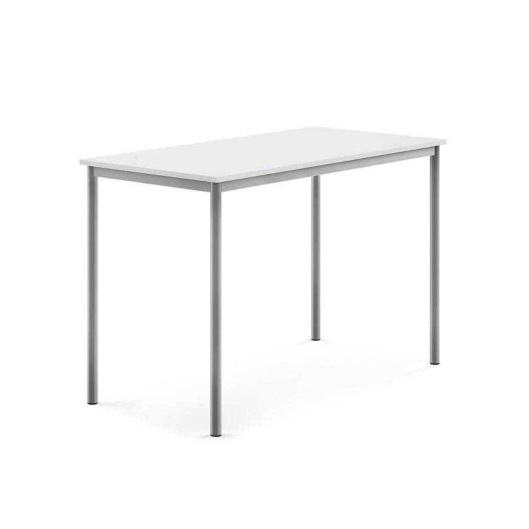 Bord SONITUS, 1400x700x900 mm, stativ silver, ljuddämpande högtryckslaminat, vit