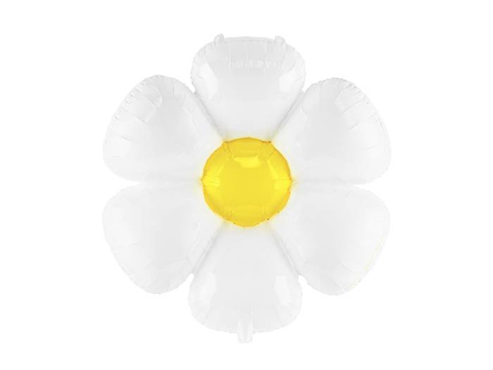 Hvid Blomst Folieballon - 103 cm.