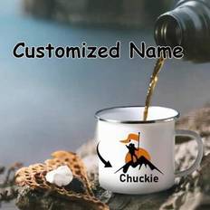 1 st personlig vit emalj campingmugg, kaffekopp, campingmugg, anpassad namnmugg för mästare, resemugg, presenter till manliga och kvinnliga älskare - Multifärgad (350 ml)