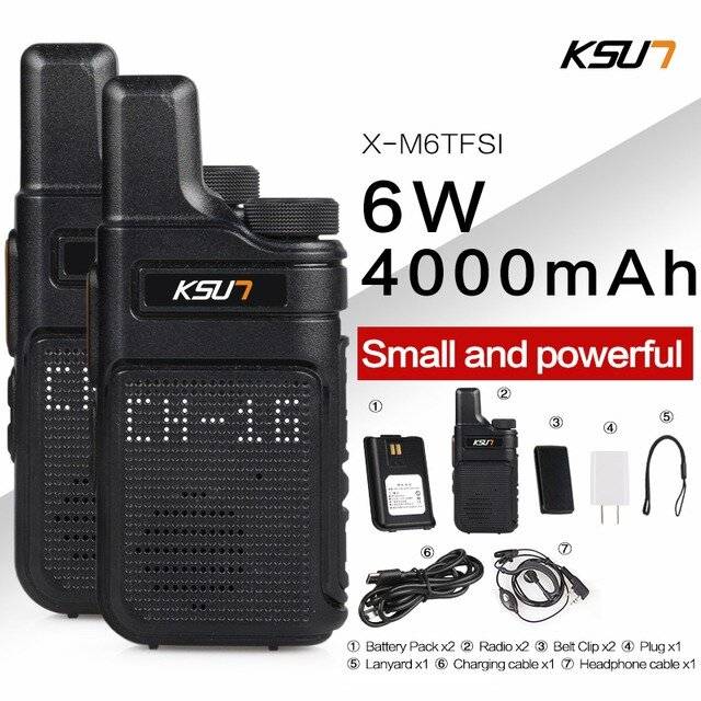2st KSUN X-M6 6W Bärbar Promenadie-talkie Mini Tvåvägsradio UHF 400-480 MHZ PMR 446 Sändare Mottagare Intercom med Inter