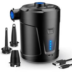 Elektrisk Luftpumpe, 6000 mAh Bærbar Luftmadras Pumpe, 4.5Kpa Elektriske Campingpumper med 5 Dyser, Inflator USB Genopladelig Pumpe