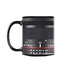 Kameralins kaffemugg, keramisk kameramugg, rolig kaffemugg, te mugg för fotografer, fotograferingsmugg, cool fotomugg, fotografi presentmugg, kameralins temugg, jul fotografi mugg