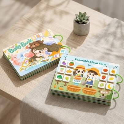 Montessori tyst bok, aktivitetsbok för förskola, sensoriska leksaker, pedagogiska leksaker för dagis, barns aktivitetsbok, barnleksaker, Montessori, a - Multifärgad (12 teman)