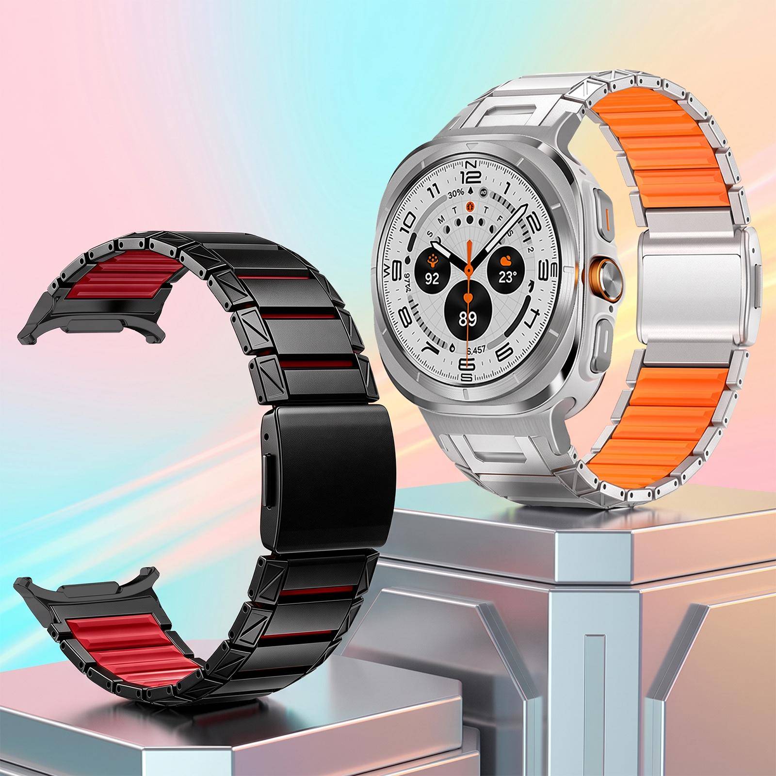 Magnetiska Spännen Remmar Silikon + Titanarmband för Samsung Galaxy Watch Ultra 2 Band för Galaxy Watch 9 8 8Classic Armband black