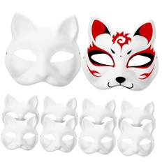 SAFIGLE 10st Kattmasker För Halloween Vit Pappersmasker För Cosplay Maskerad Gör-det-själv Målningsmasker Vuxna Kreativa Tillbehör För Fest Och Karneval