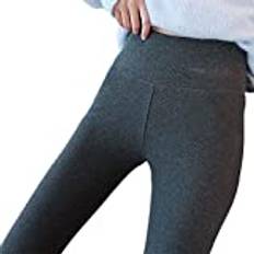 Mjuka fleeceleggings, avslappnade varma solida vinterbyxor, termiska smala fodrade tights, för kvinnor vinter (L, mörkgrå)